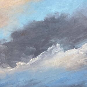 Vintage Danish Landscape Oil Painting, Birds and Dramatic Sky, Signed and dated 1969 - Image 8