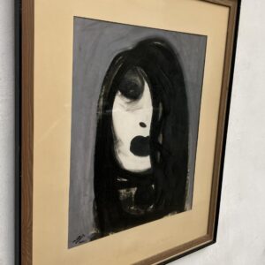 Original Scandinavian gouache painting, modernist portrait figure, Mid Century, figurative wall art - Image 7
