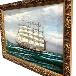 Tall Ship Oil Painting, Kronborg Castle Helsingor Oresund Maritime Scene - Image 9