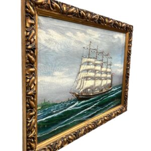 Tall Ship Oil Painting, Kronborg Castle Helsingor Oresund Maritime Scene - Image 8