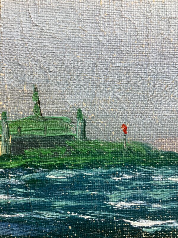 Tall Ship Oil Painting, Kronborg Castle Helsingor Oresund Maritime Scene
