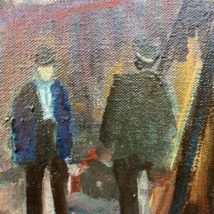 Harbor Scene Oil Painting, Danish Fishing Harbor with Figures, 1970s - Image 9