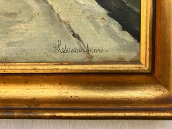 Scandinavian Street Scene Painting – Aalborg 1928 Skolegade – Danish Vintage Oil Painting