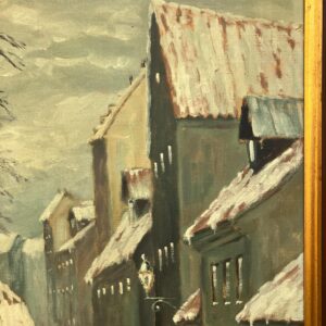 Scandinavian Street Scene Painting – Aalborg 1928 Skolegade – Danish Vintage Oil Painting - Image 9
