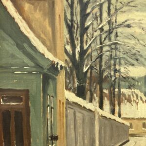 Scandinavian Street Scene Painting – Aalborg 1928 Skolegade – Danish Vintage Oil Painting - Image 8
