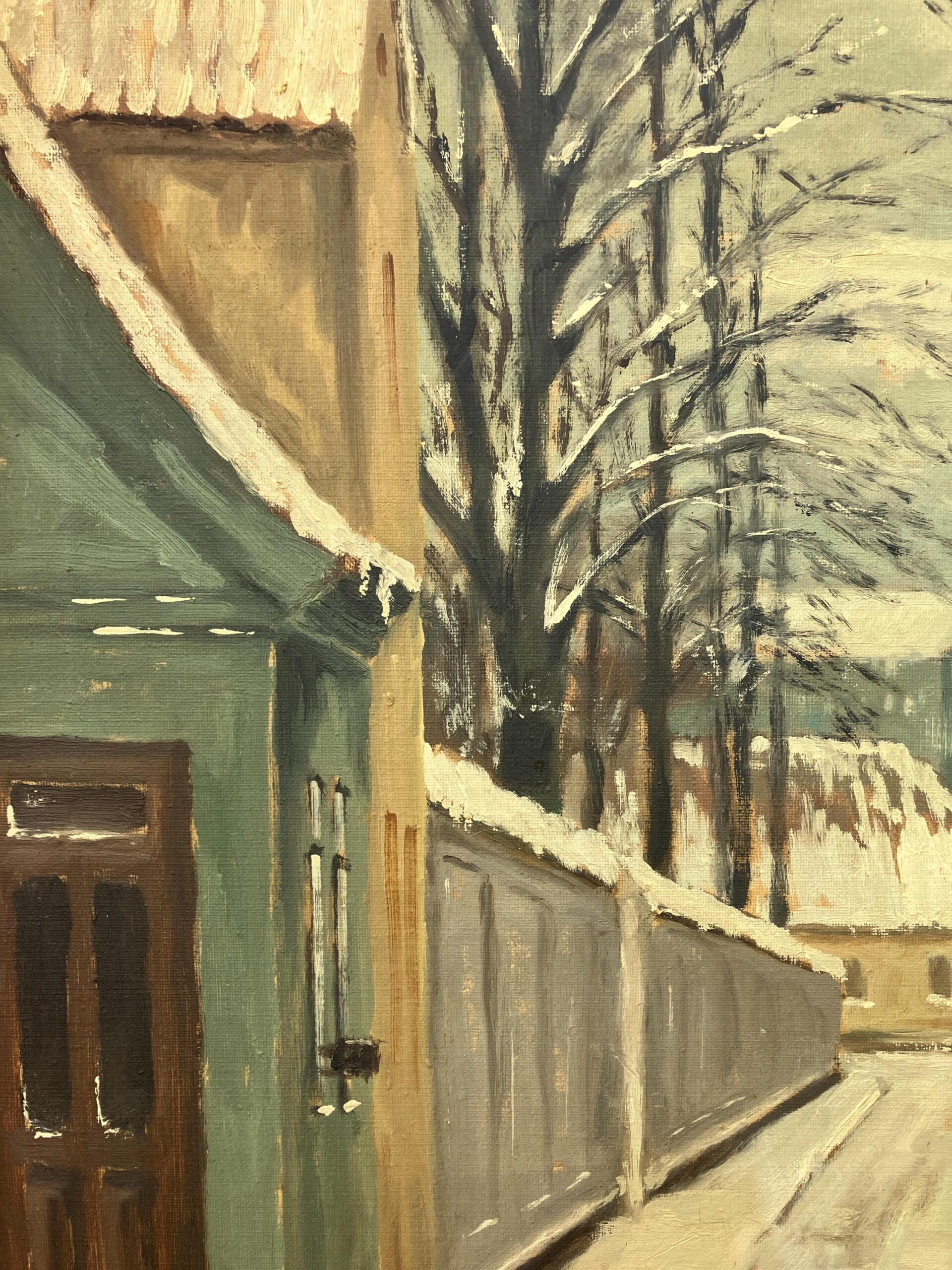 Scandinavian Street Scene Painting – Aalborg 1928 Skolegade – Danish Vintage Oil Painting - Image 8