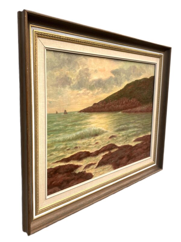 Vintage Scandinavian Seascape Coastal Painting – Sweden Oil Painting
