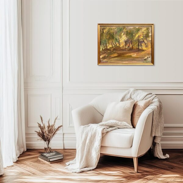 Vintage Scandinavian Woodland Landscape – Nordic Forest Oil Painting