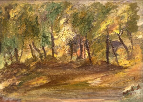 Vintage Scandinavian Woodland Landscape – Nordic Forest Oil Painting