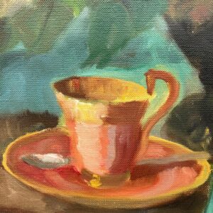 Vintage Danish Floral Oil Painting – Mid Century Scandinavian Still Life Art - Image 5