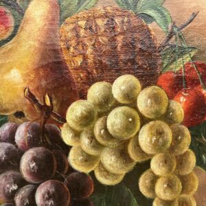 Antique European Fruit Still Life Oil Painting – Grapes, Pear, Cherries, Pineapple 1908 - Image 6