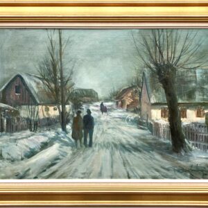 Large Original Danish Countryside Oil Painting – Scandinavian Village Scene, Paul Kastrup - Image 2
