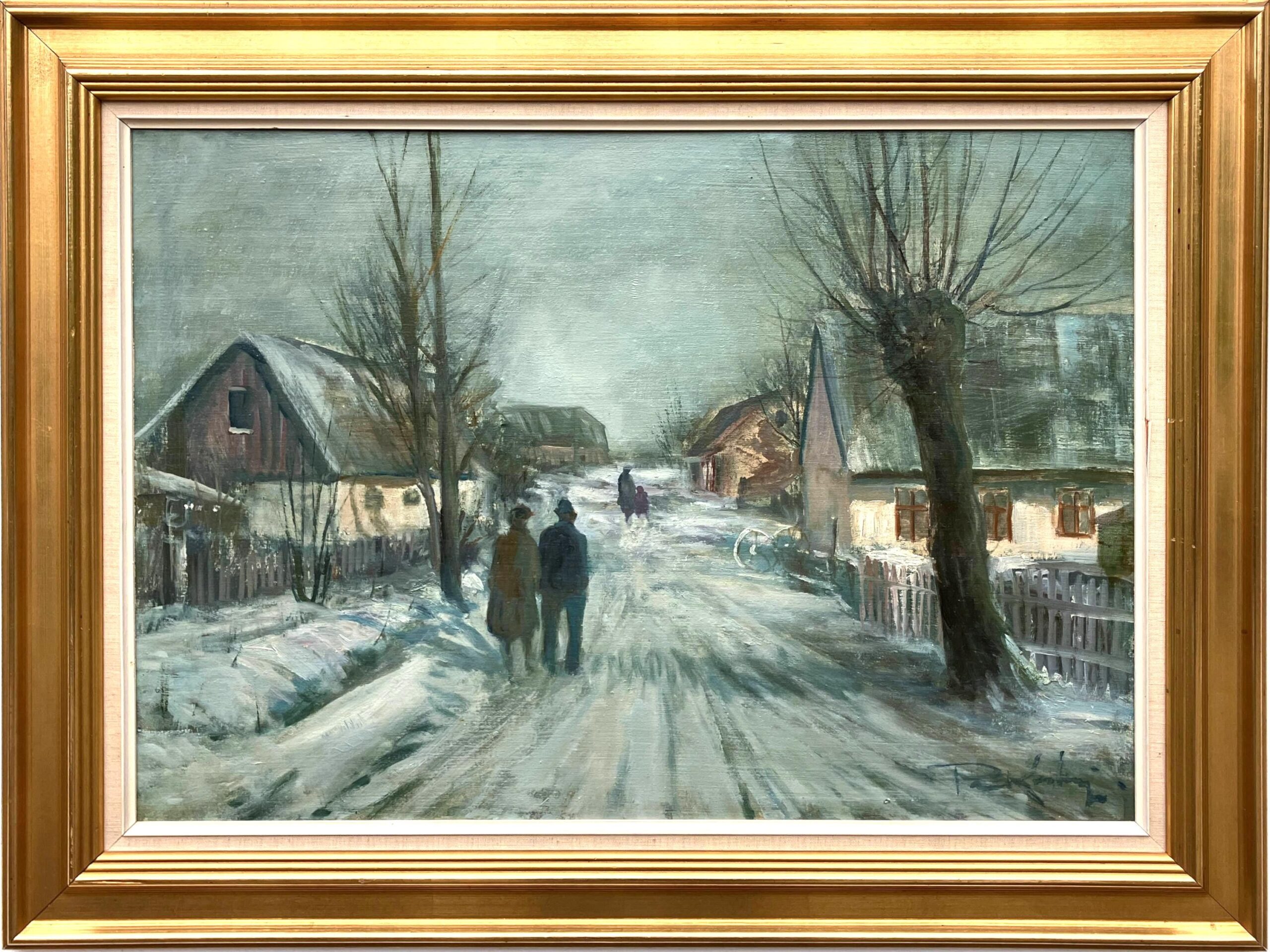 Large Original Danish Countryside Oil Painting – Scandinavian Village Scene, Paul Kastrup - Image 2