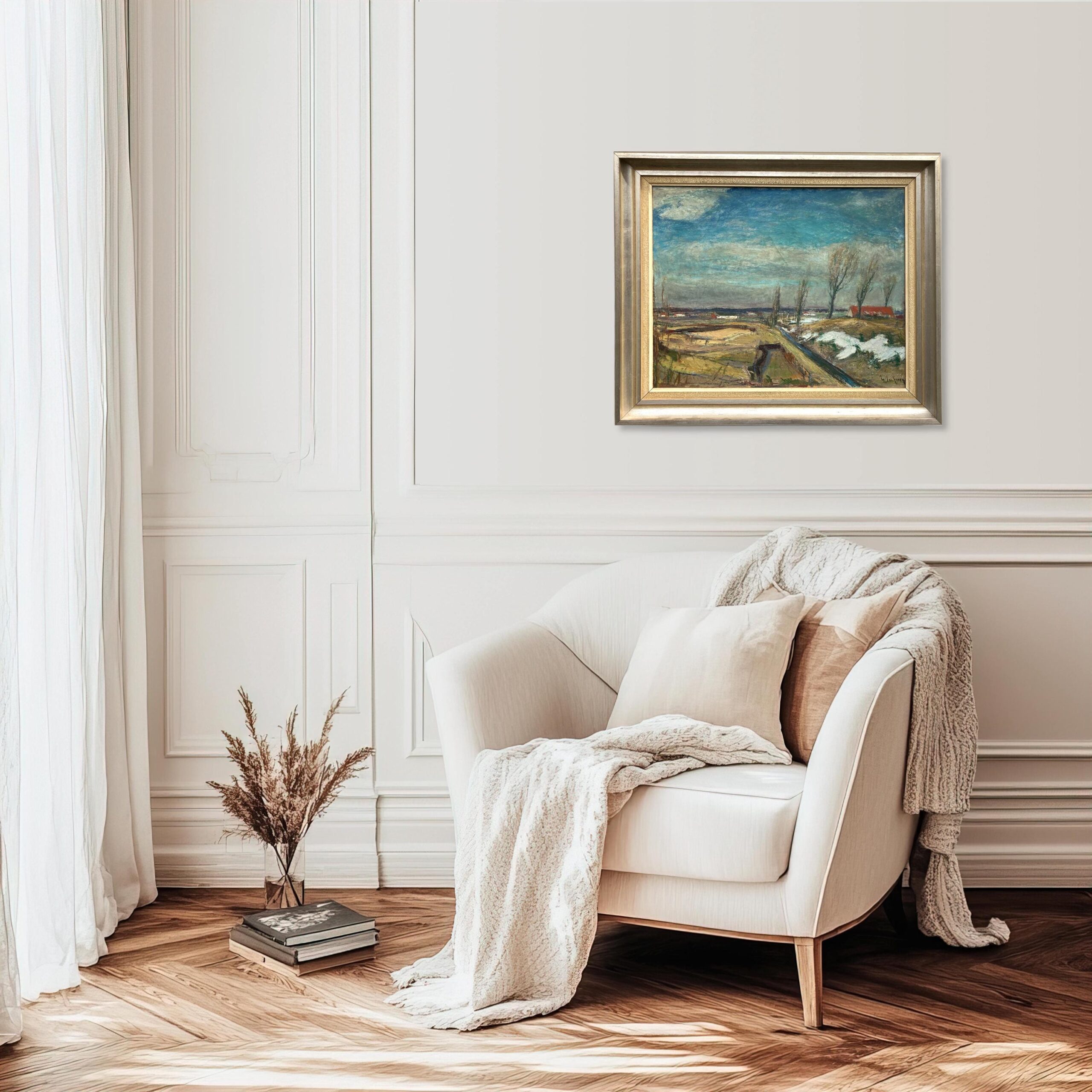 Swedish Spring Landscape Oil Painting, Original Vintage Scandinavian Wall Art, Sven Gideon Isaksson - Image 3