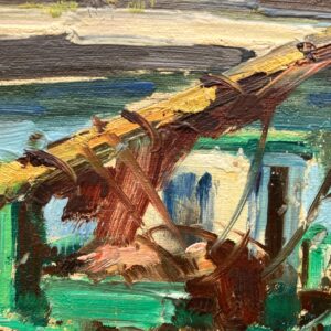 Harbor Scene with Fishing Boats Painting, Vintage Danish Oil Painting, Coastal Art - Image 7