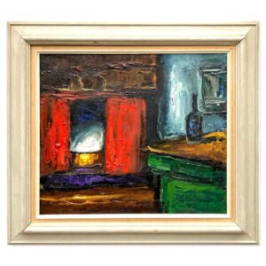 Original Oil painting  - Danish Rustic Farmhouse Interior