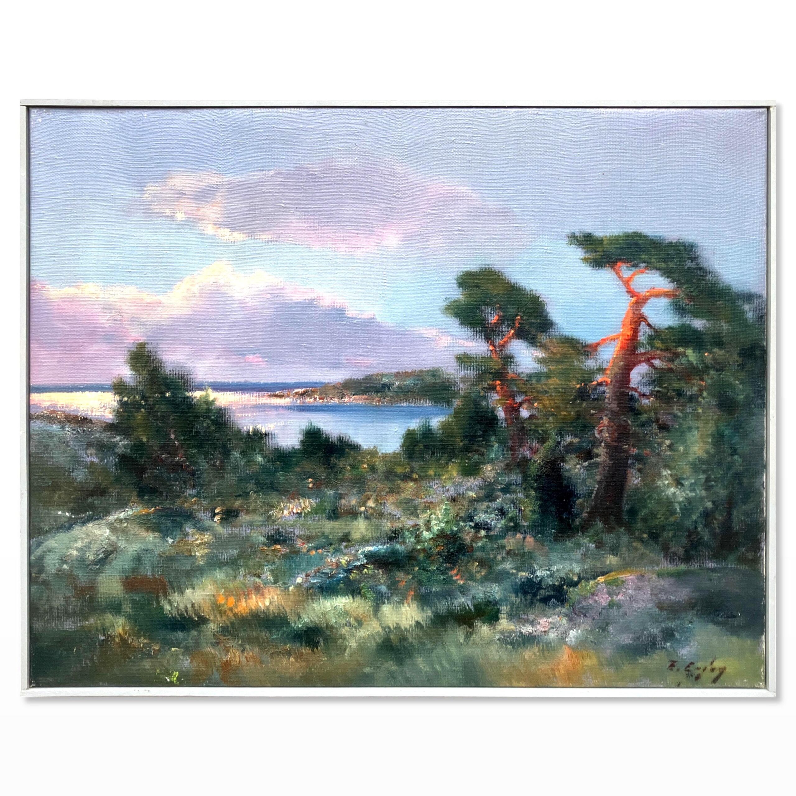 Swedish Coastal Landscape, Oil on Canvas, Late 20th Century - Image 1