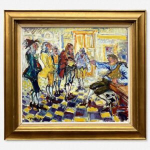 Large Danish Impressionist Oil Painting Kai Husum Figural Scene