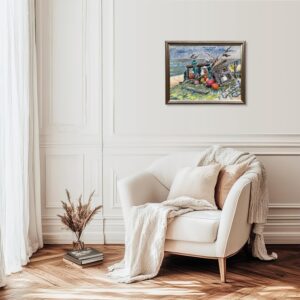 Fishing Gear Still Life, Vintage Oil Painting, Swedish Coastal Decor - Image 2