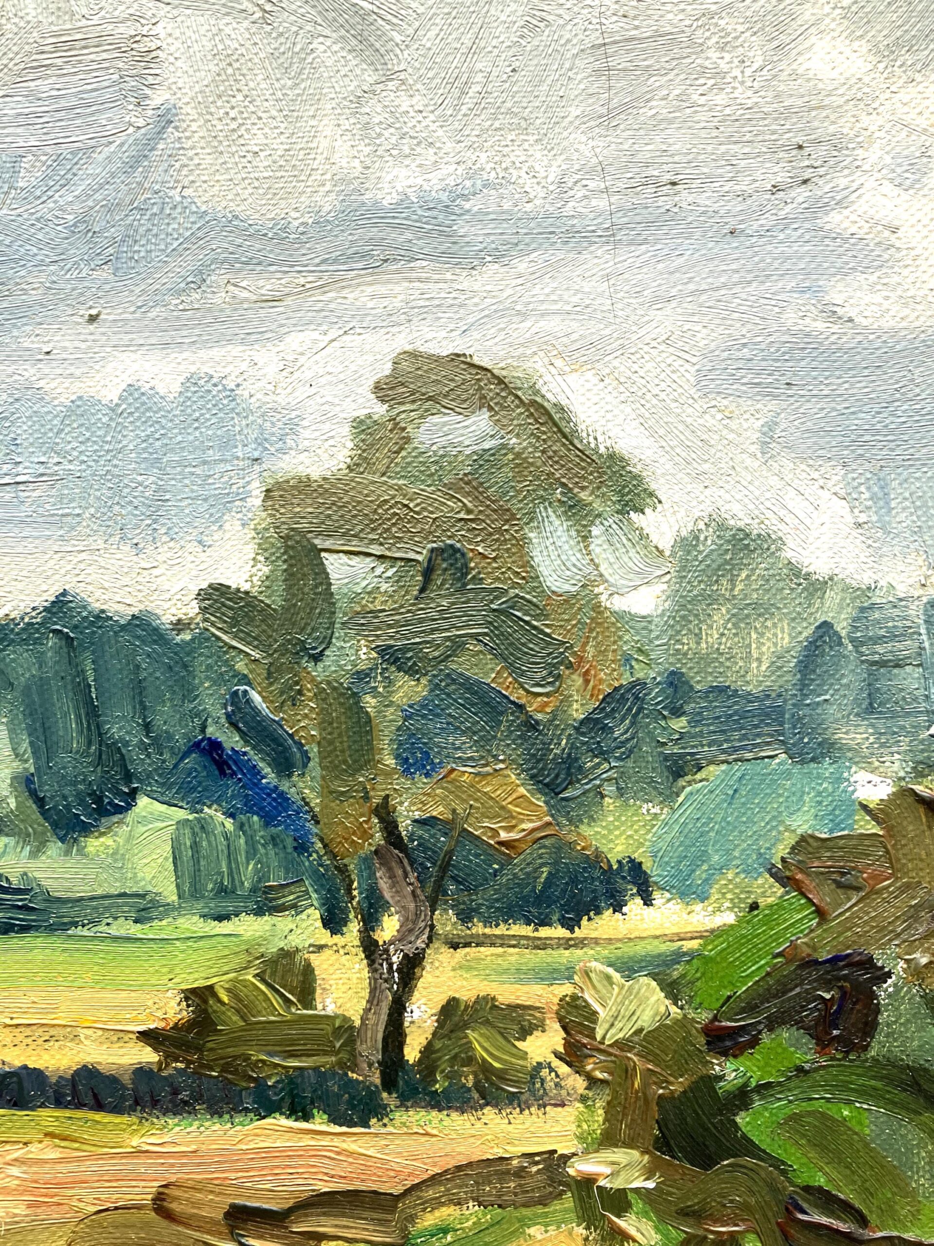 Swedish Landscape Painting, Vintage Oil Painting, Farmhouse Decor - Image 7