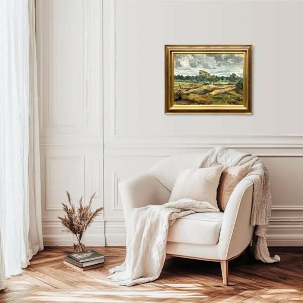 Swedish Landscape Painting, Vintage Oil Painting, Farmhouse Decor