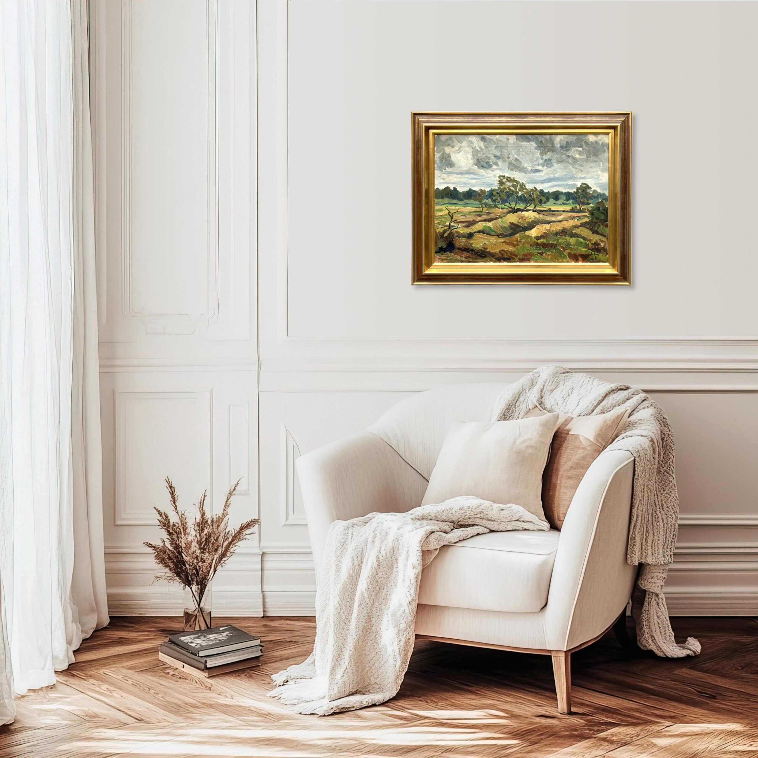 Swedish Landscape Painting, Vintage Oil Painting, Farmhouse Decor - Image 2