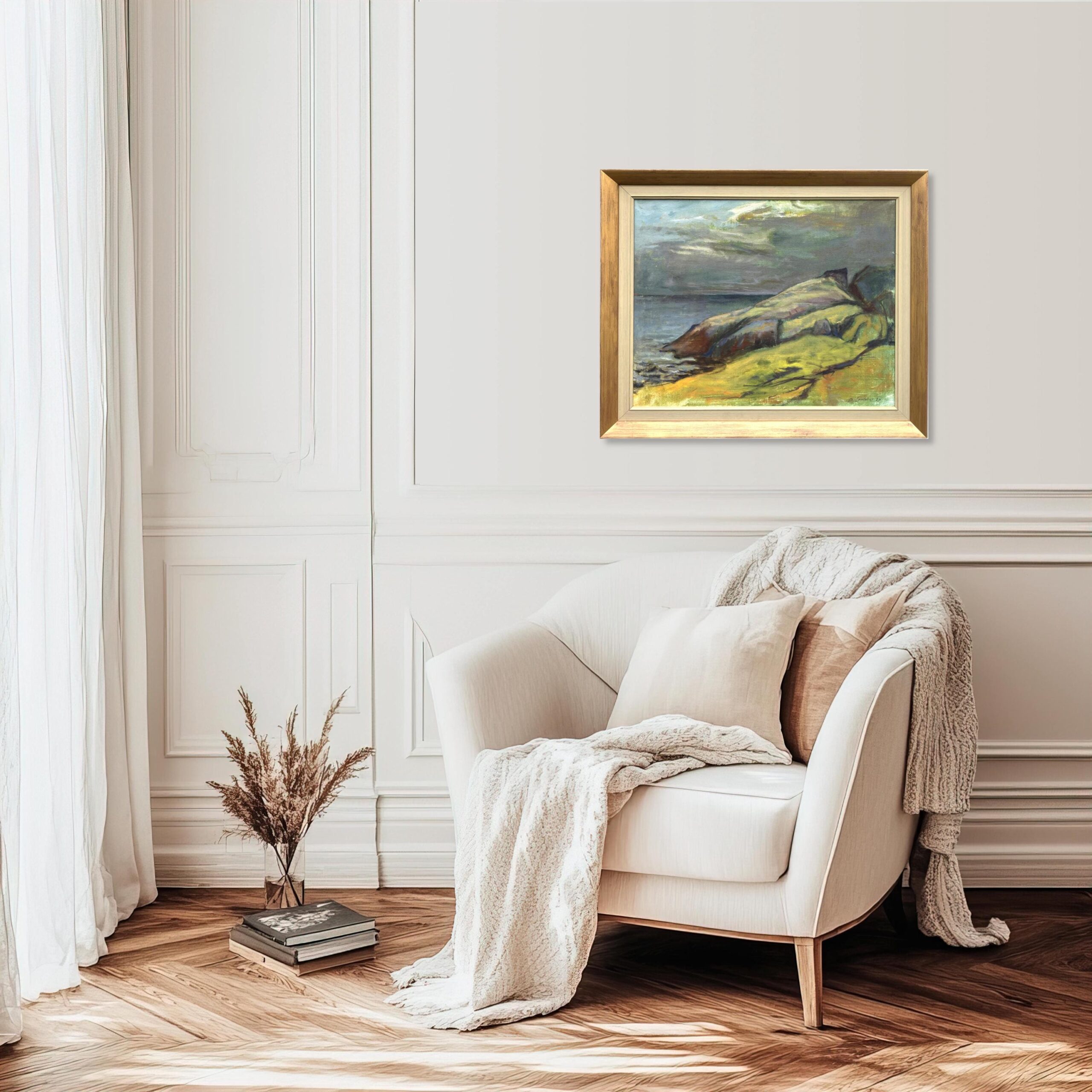 Swedish Landscape Painting, Vintage Oil Painting, Farmhouse Decor - Image 3