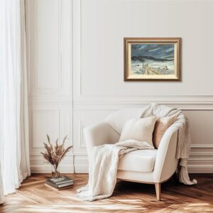 Scandinavian Winter Landscape, Vintage Oil Painting, Farmhouse Decor - Image 3