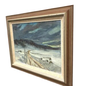 Scandinavian Winter Landscape, Vintage Oil Painting, Farmhouse Decor - Image 5