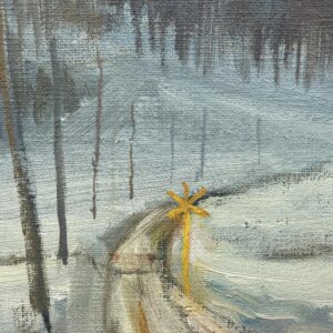 Scandinavian Winter Landscape, Vintage Oil Painting, Farmhouse Decor - Image 8