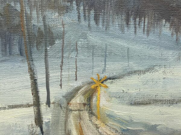Scandinavian Winter Landscape, Vintage Oil Painting, Farmhouse Decor