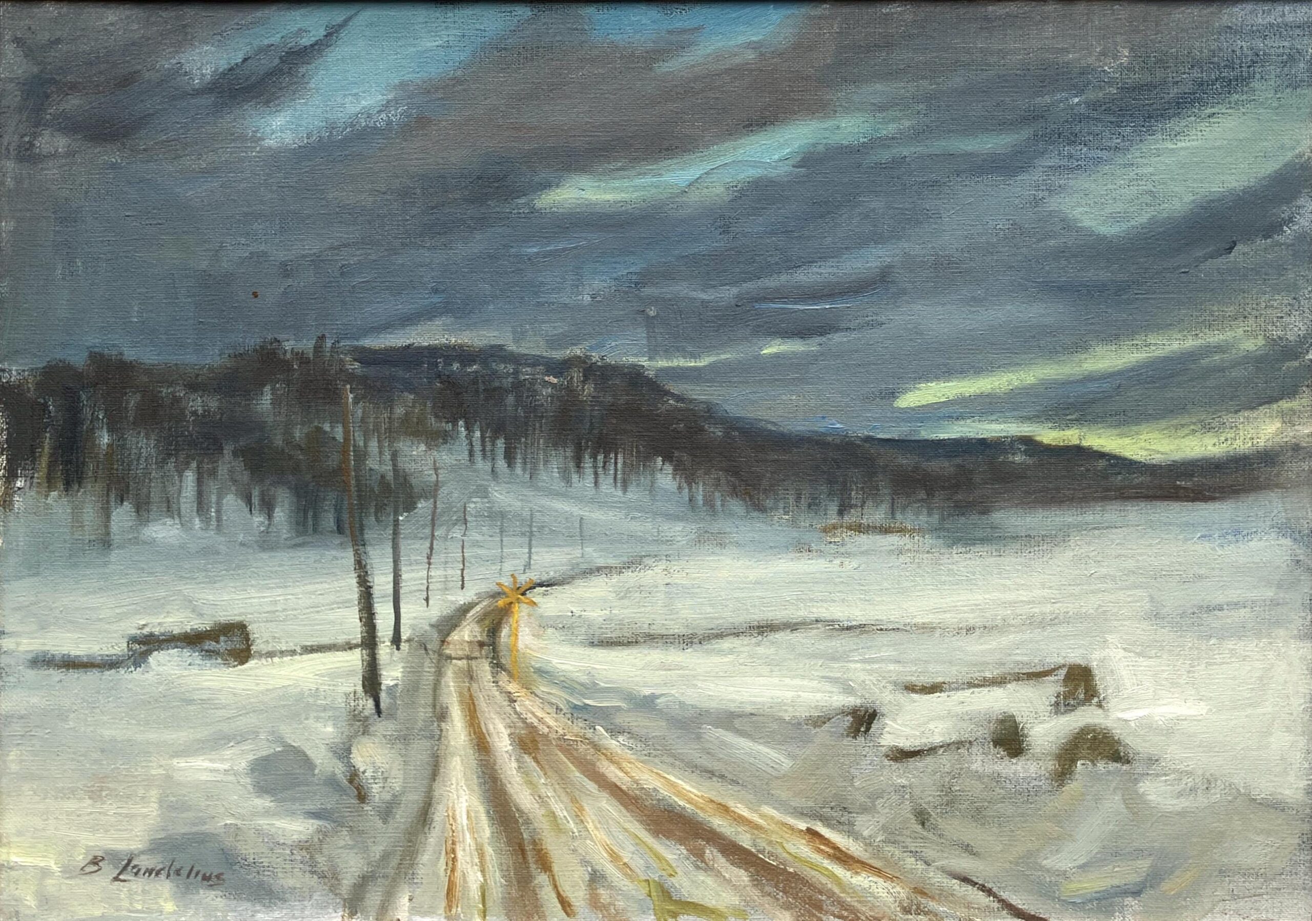 Scandinavian Winter Landscape, Vintage Oil Painting, Farmhouse Decor - Image 6
