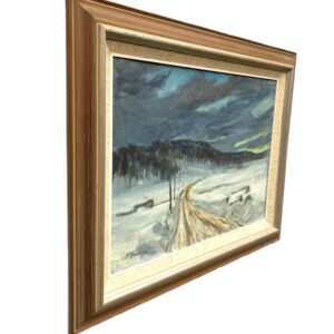 Scandinavian Winter Landscape, Vintage Oil Painting, Farmhouse Decor - Image 4