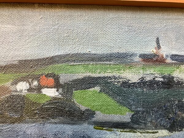 Danish Lake Landscape with Sailboat, Oil on Canvas, Mid-20th Century