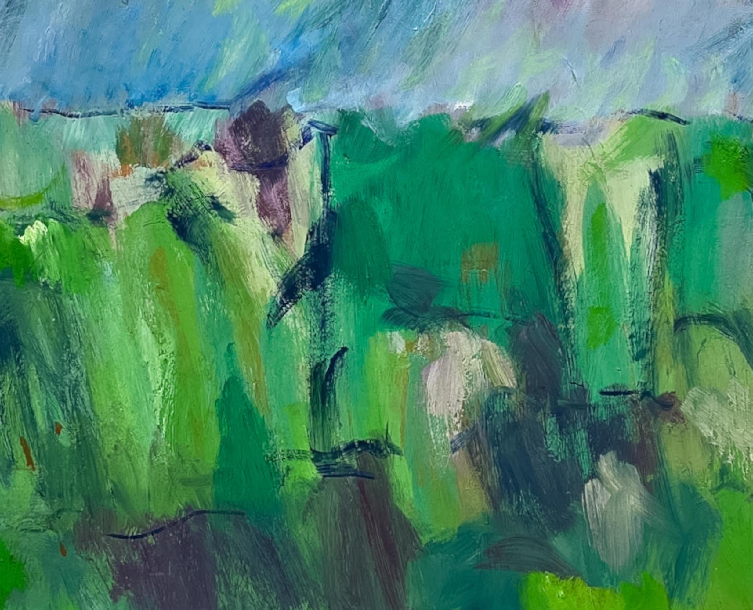 Original Danish Oil Painting – Abstract Green Marsh Landscape – Late 20th Century - Image 9