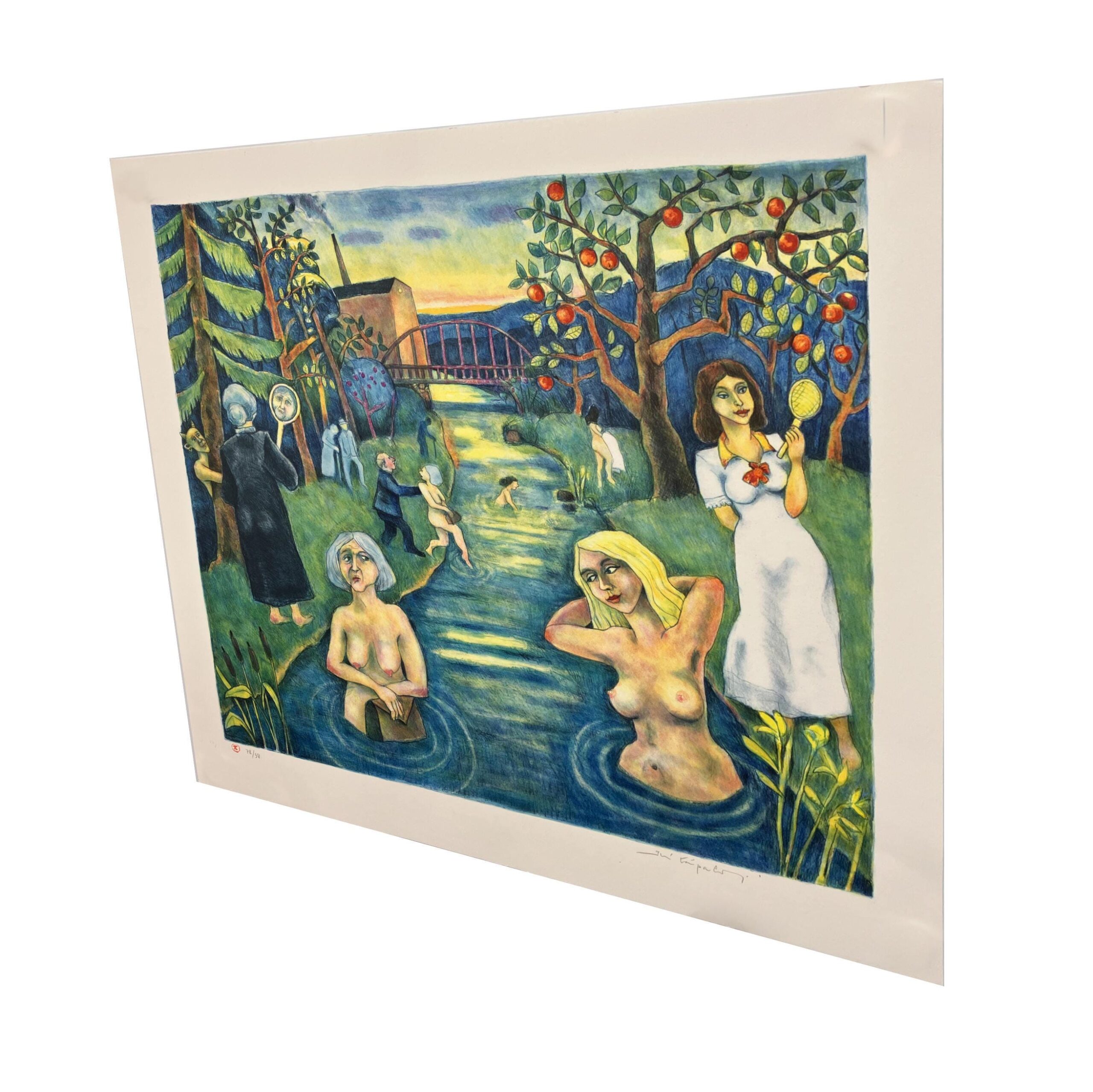 Large Figurative Bathing Scene, Jussi Taipaleenmäki, Signed Limited Edition Lithograph - Image 5