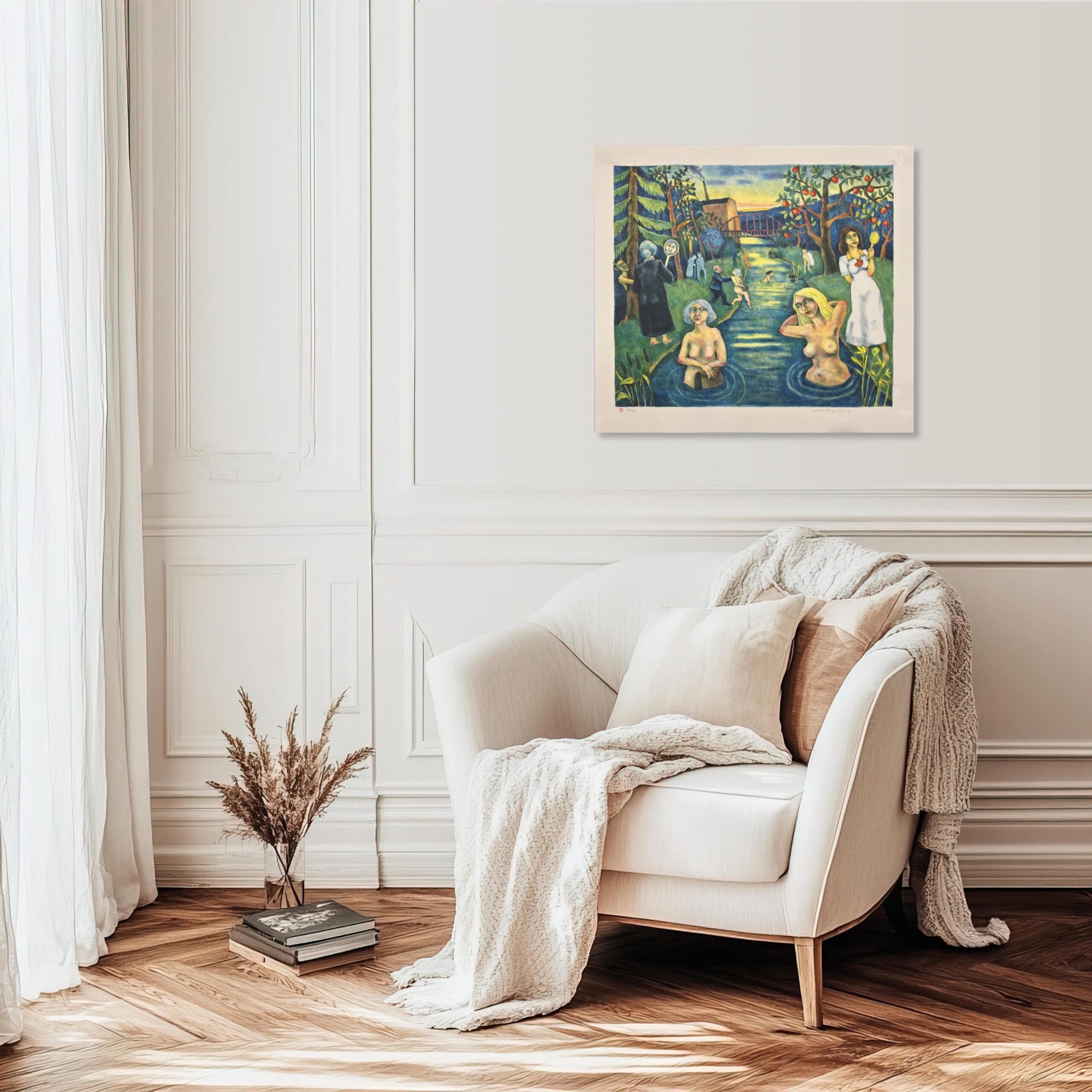Large Figurative Bathing Scene, Jussi Taipaleenmäki, Signed Limited Edition Lithograph - Image 3