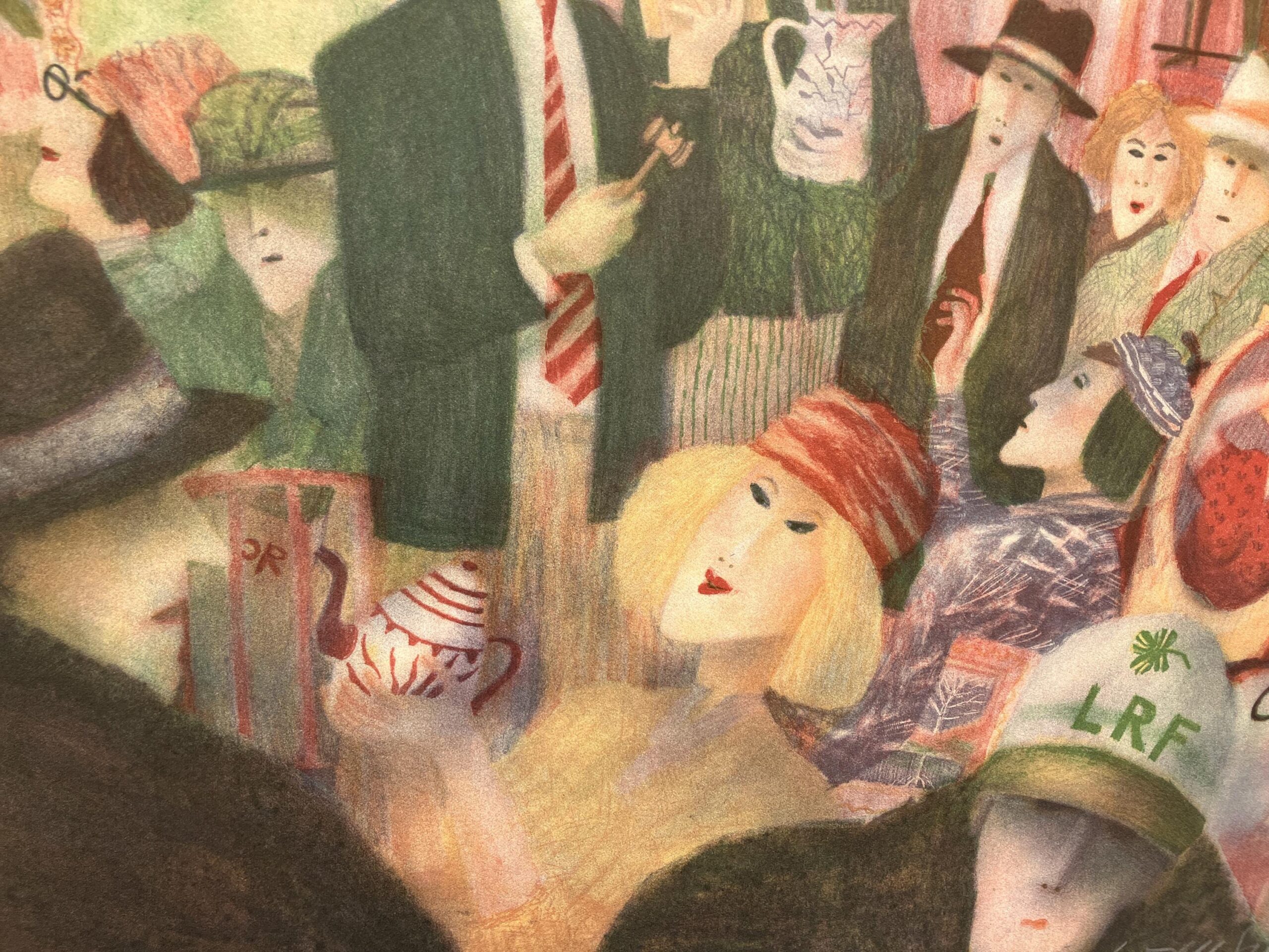 Large Flea Market Scene, Swedish art by Kjell Sundberg, Signed Lithograph Print - Image 9