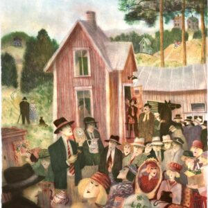 Large Flea Market Scene, Swedish art by Kjell Sundberg, Signed Lithograph Print - Image 4