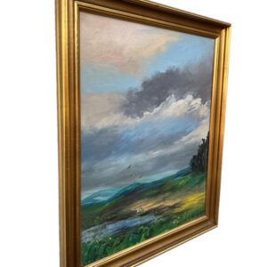 Vintage Danish Landscape Oil Painting, Birds and Dramatic Sky, Signed and dated 1969 - Image 5