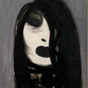 Original Scandinavian gouache painting, modernist portrait figure, Mid Century, figurative wall art - Image 3