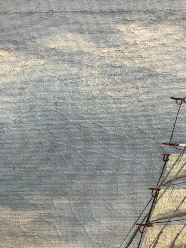 Tall Ship Oil Painting, Kronborg Castle Helsingor Oresund Maritime Scene