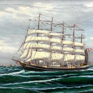 Tall Ship Oil Painting, Kronborg Castle Helsingor Oresund Maritime Scene - Image 3