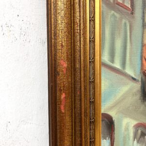 Large Danish Town Street Scene, Original Vintage Oil Painting, European Decor - Image 10