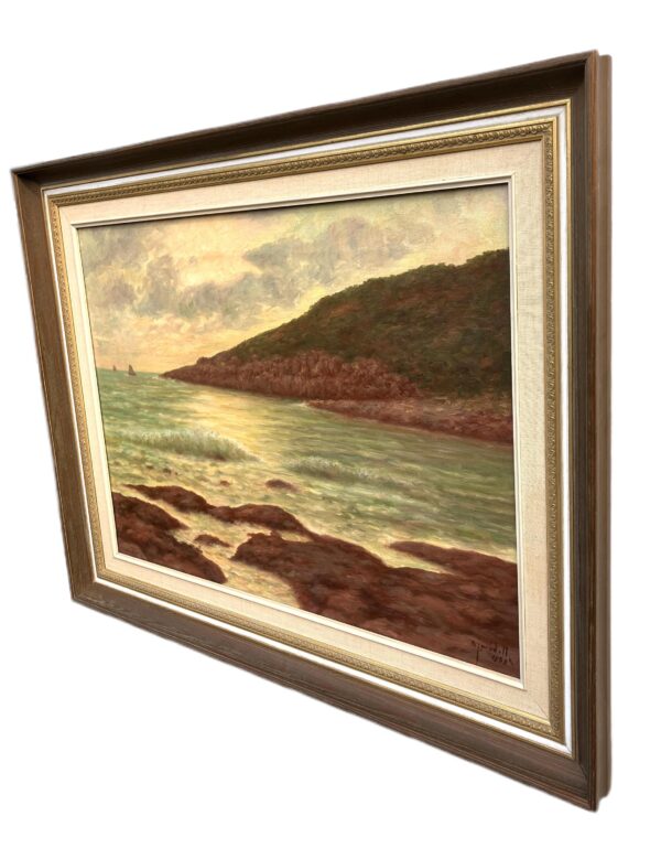 Vintage Scandinavian Seascape Coastal Painting – Sweden Oil Painting