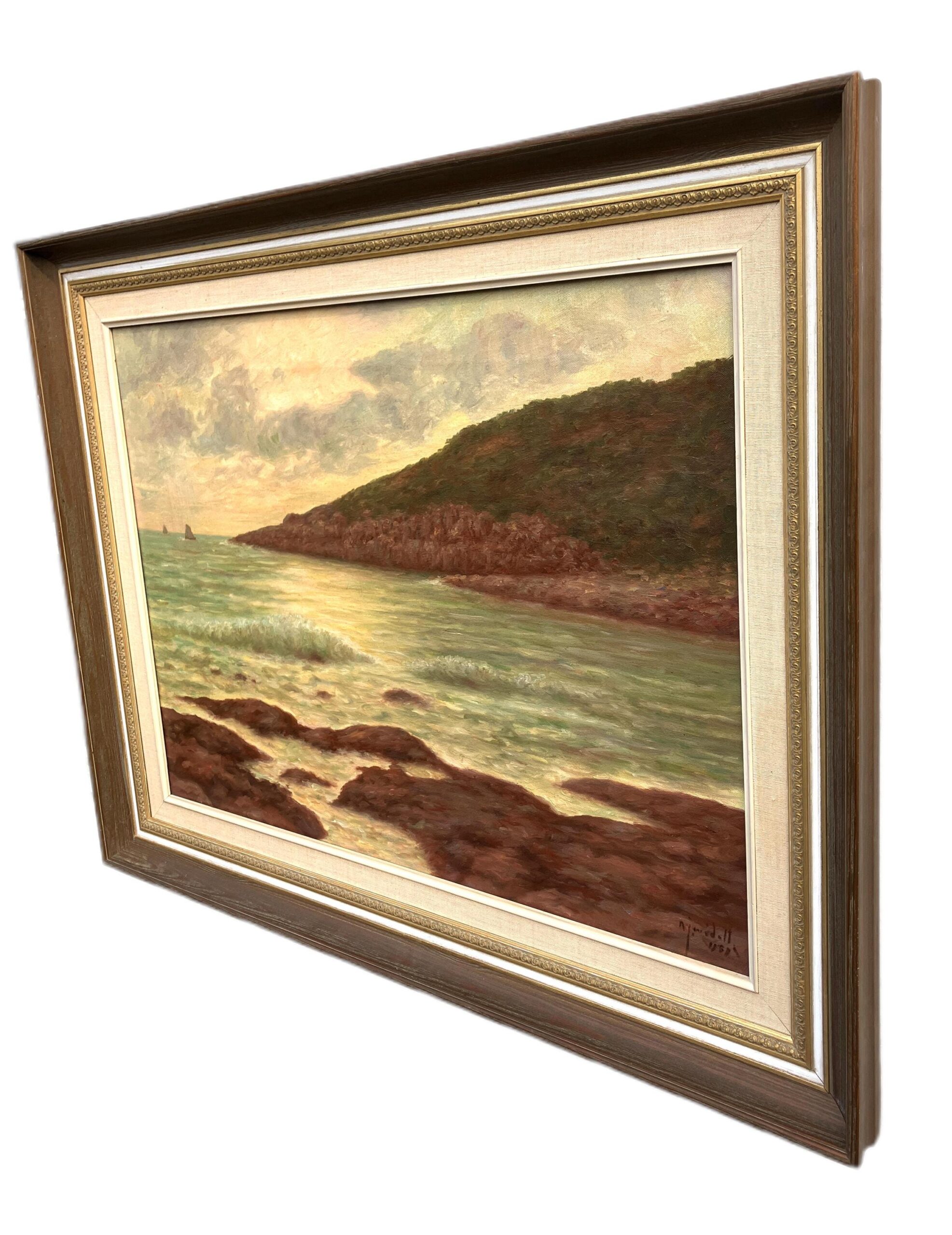 Vintage Scandinavian Seascape Coastal Painting – Sweden Oil Painting - Image 4