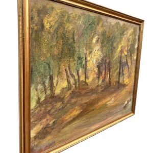 Vintage Scandinavian Woodland Landscape – Nordic Forest Oil Painting - Image 3
