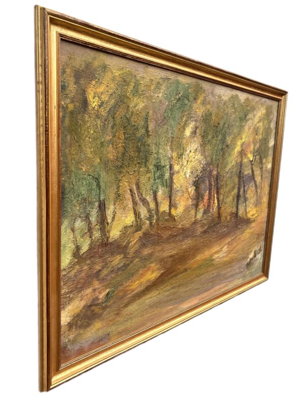 Vintage Scandinavian Woodland Landscape – Nordic Forest Oil Painting