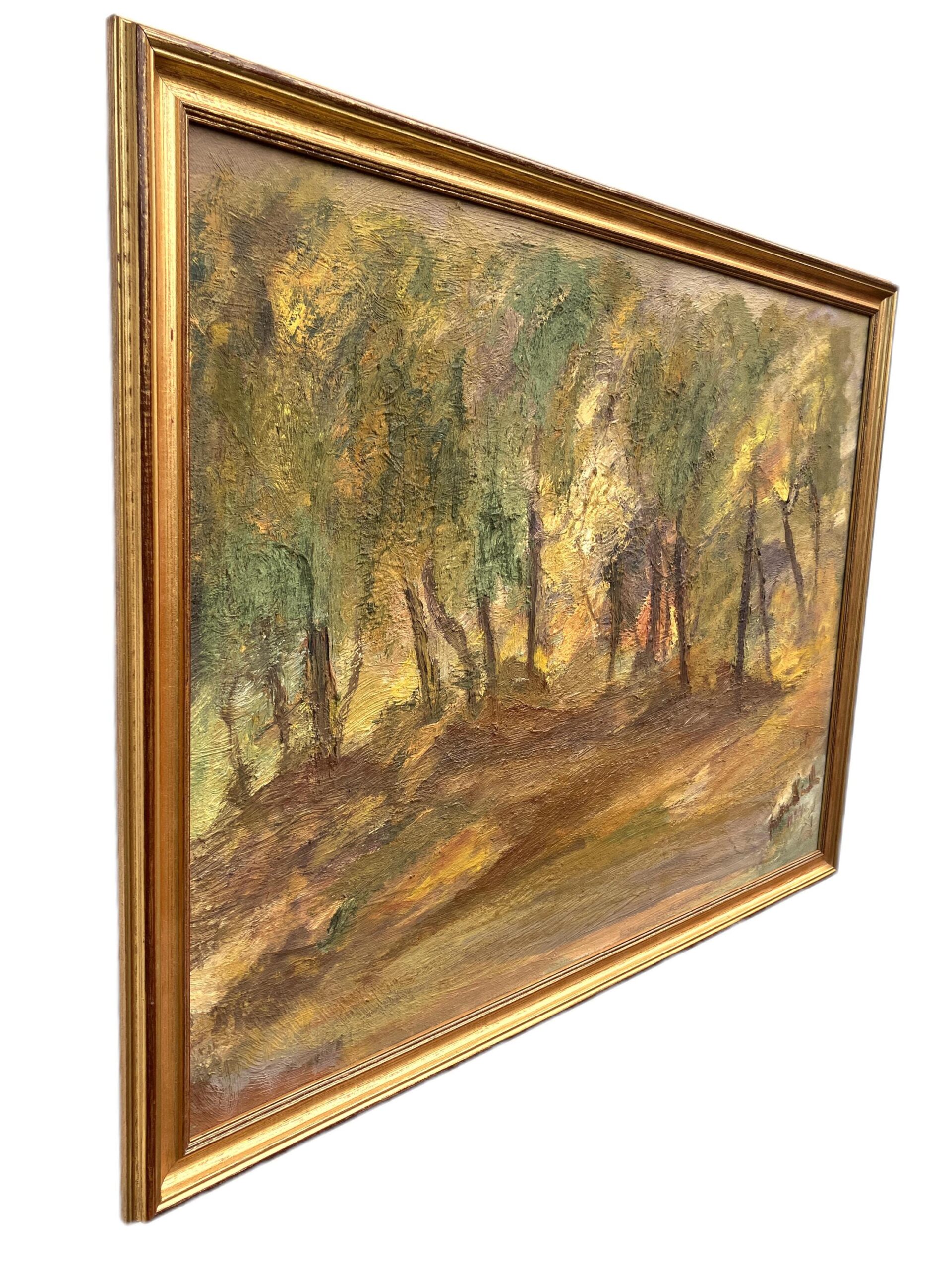 Vintage Scandinavian Woodland Landscape – Nordic Forest Oil Painting - Image 3