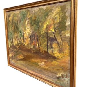 Vintage Scandinavian Woodland Landscape – Nordic Forest Oil Painting - Image 4